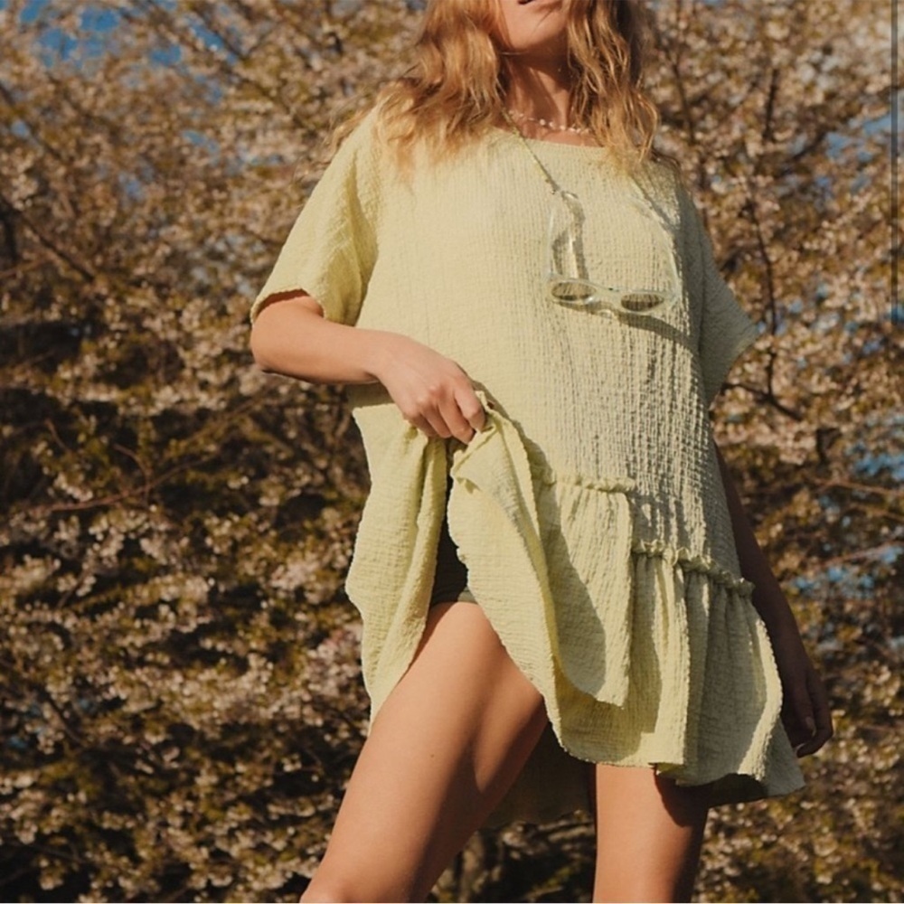 Free People Beach Marni Oversized Ruffle Tiered Tunic